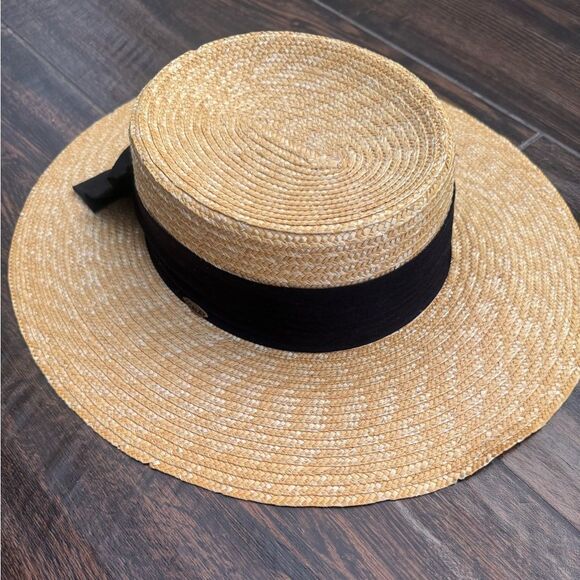 Scala Stylish Straw Boater Hat with Black Ribbon main image 4